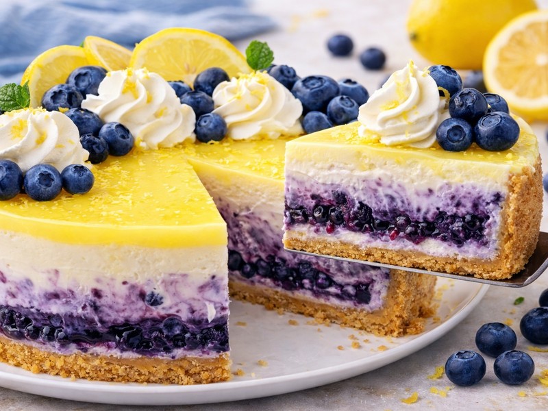 Blaubeer-Zitronen-Käsekuchen ohne Backen