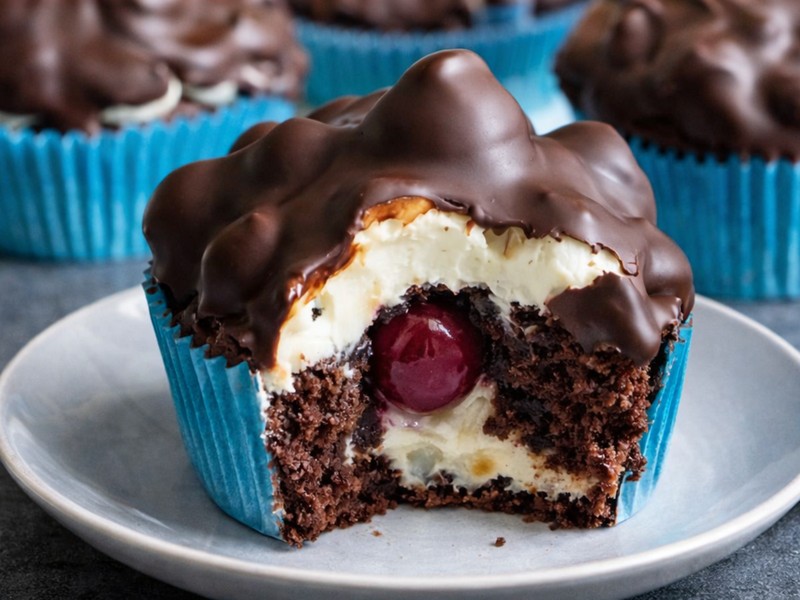 Donauwellen Muffins mit Kirschen – fruchtig, cremig & lecker