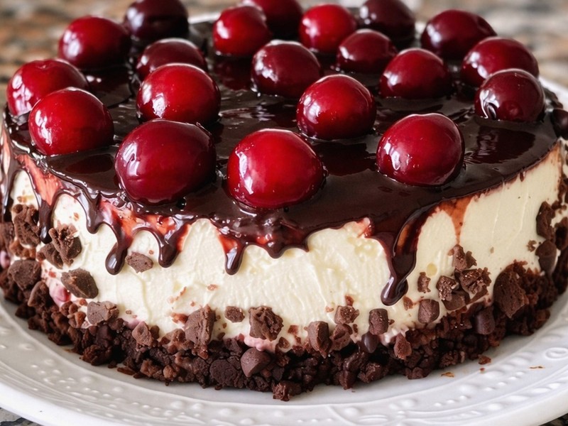 Schokoladen-Käsekuchen mit Kirschen – cremig und einfach