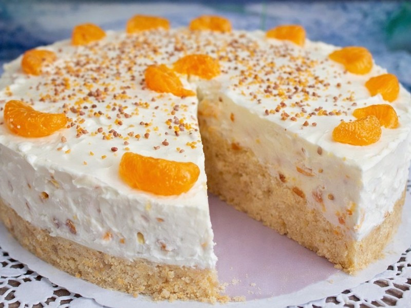 Mandarinen-Torte ohne Backen – schnell und cremig