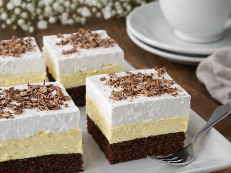 Schokoladenkuchen mit Vanillecreme und Baiser – einfach & himmlisch